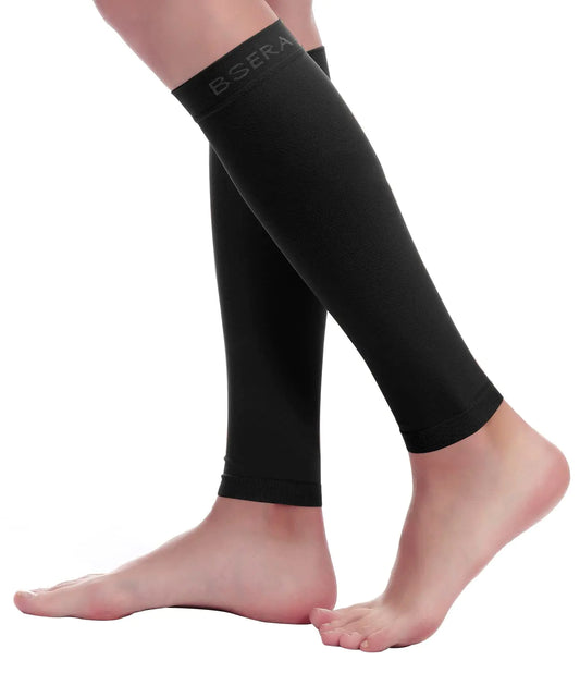 BSERA Calf Compression Sleeves 20-30mmHg 2 Pack XLarge/ Black